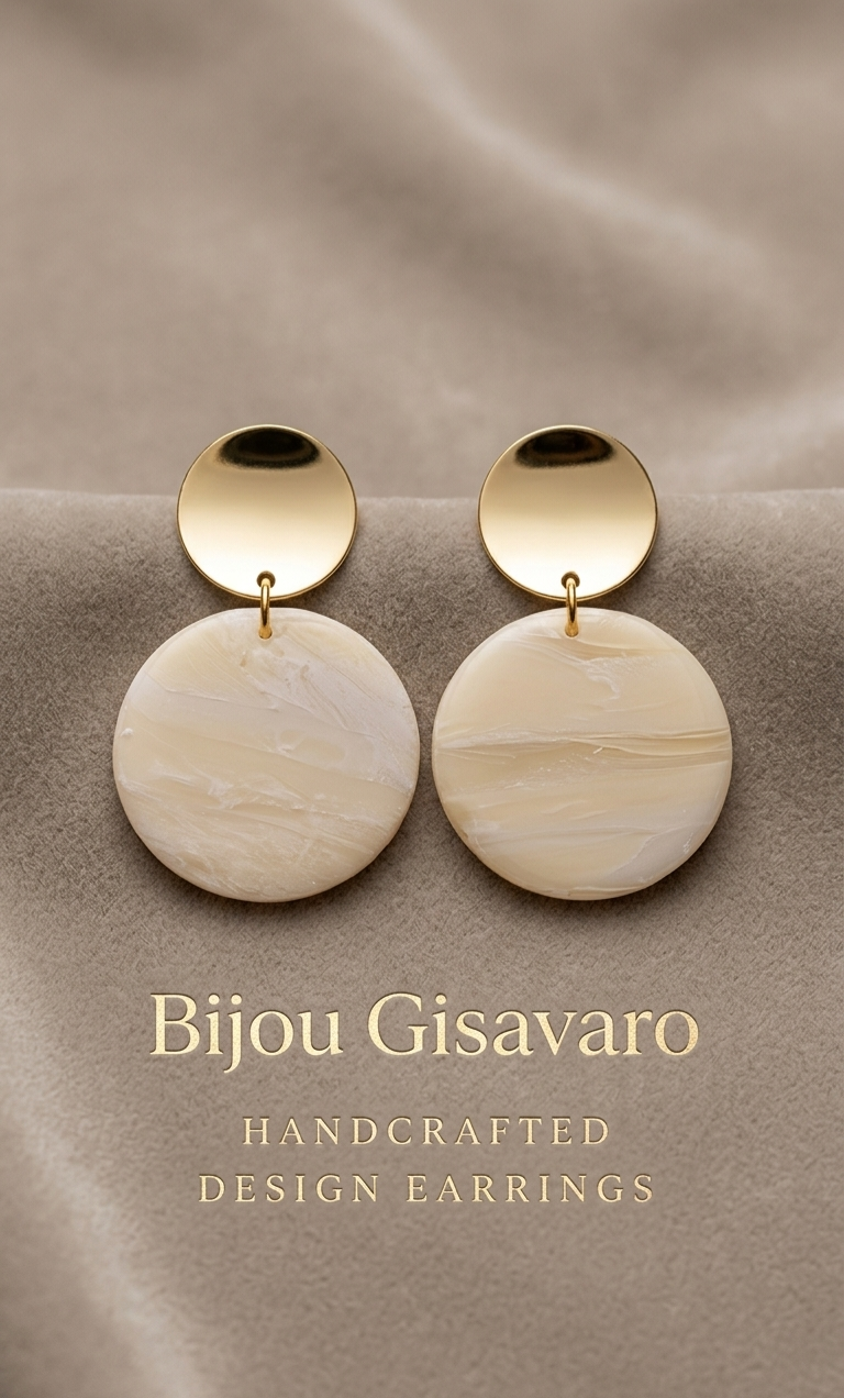 Statement oorbellen - Ivory Gold