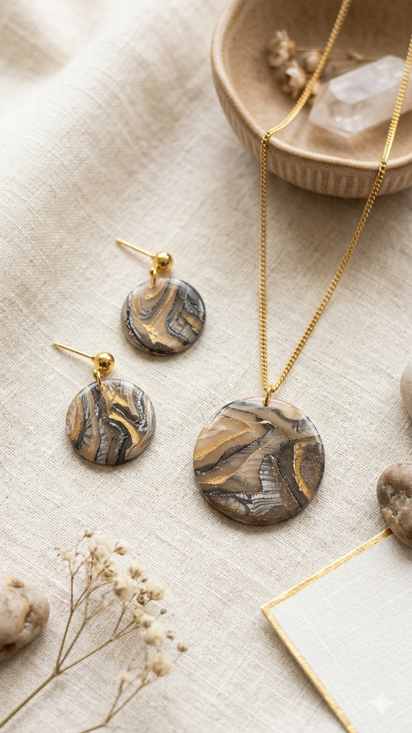 Golden Marble Set – Ketting & Oorbellen CLAIM 4