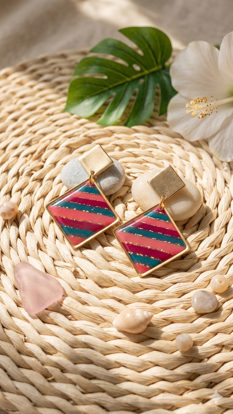 Statement oorbellen - Summer Stripes