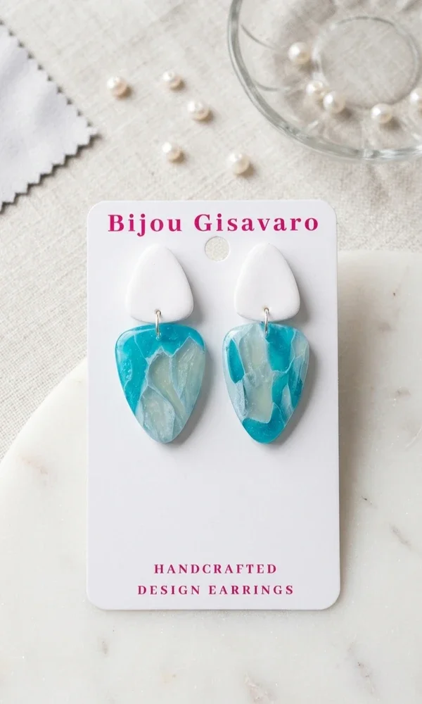 Statement oorbellen blauw wit