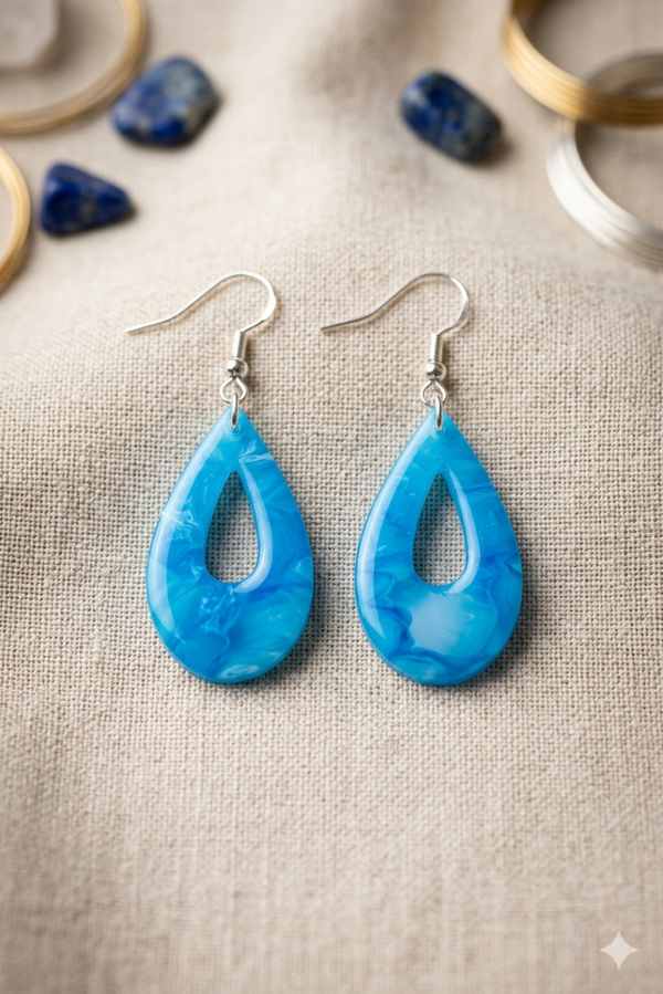 Statement oorbellen blauw