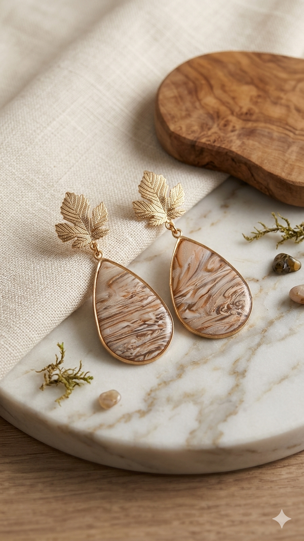 Statement Oorbellen ligt beige