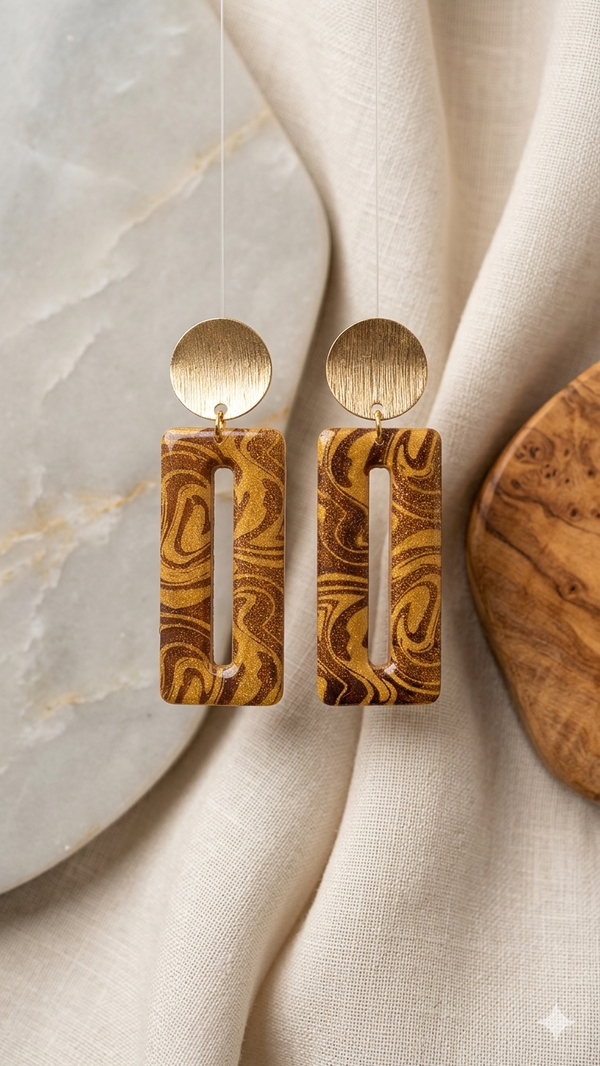 Statement oorbellen bruin goud