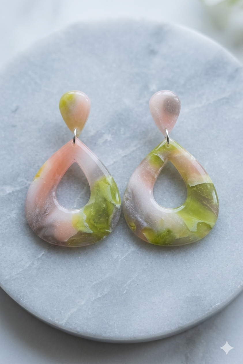 Statement Oorbellen pastel mix groen roze