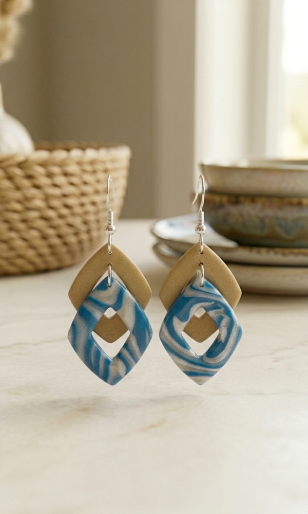 Statement oorbellen blauw