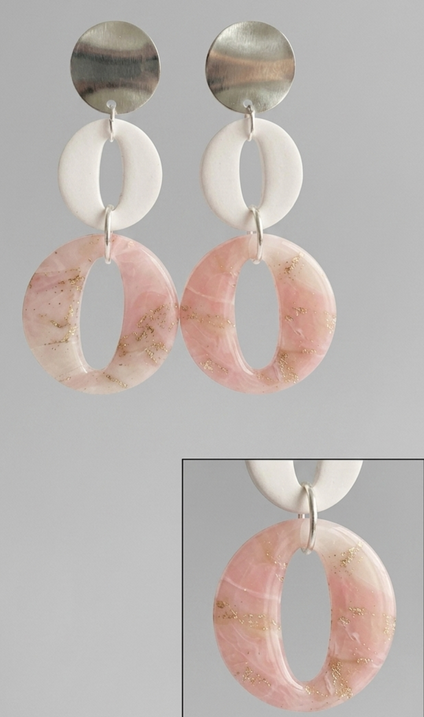 Roze marmer oorbellen ovaal  – Rose Elegance