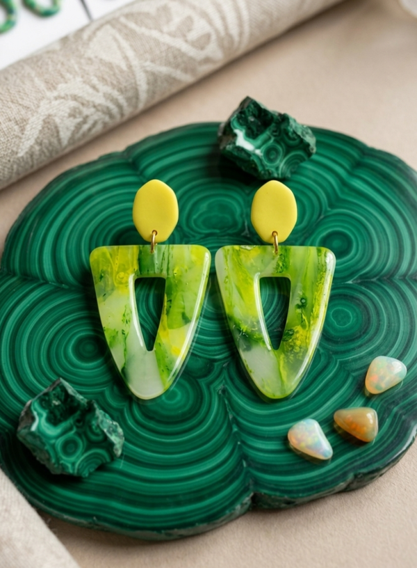 ​Statement oorbellen groen - Laura