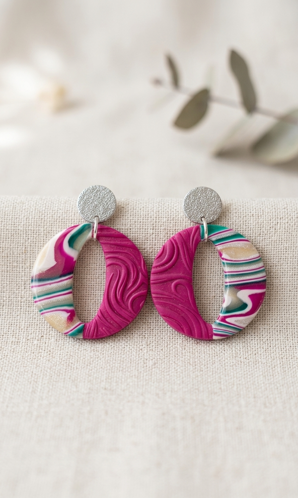 Statement oorbellen Fuchsia - Nora