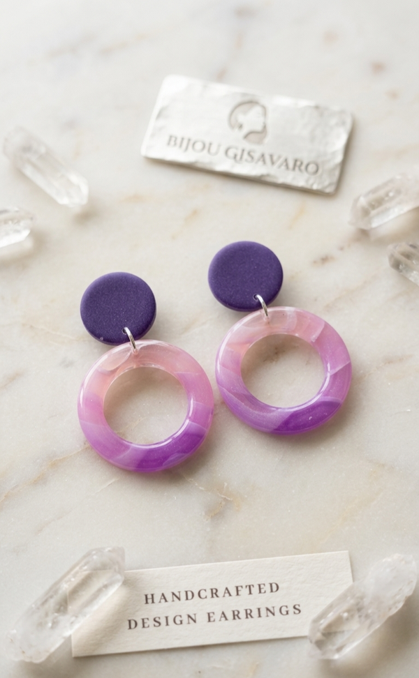 Statement oorbellen paars - Mina