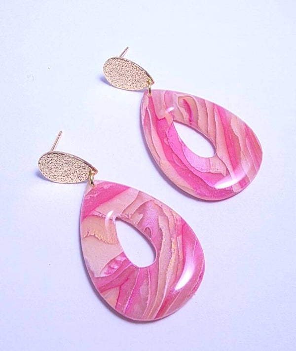 Statement oorbellen Pink Swirl