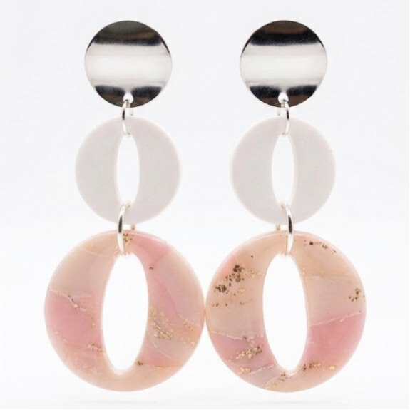 Roze marmer oorbellen ovaal  – Rose Elegance