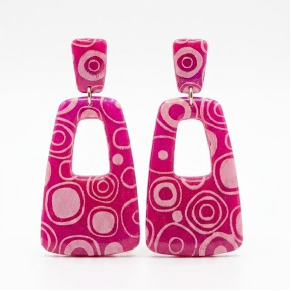 Handgemaakte  oorbellen roos - Pink Retro