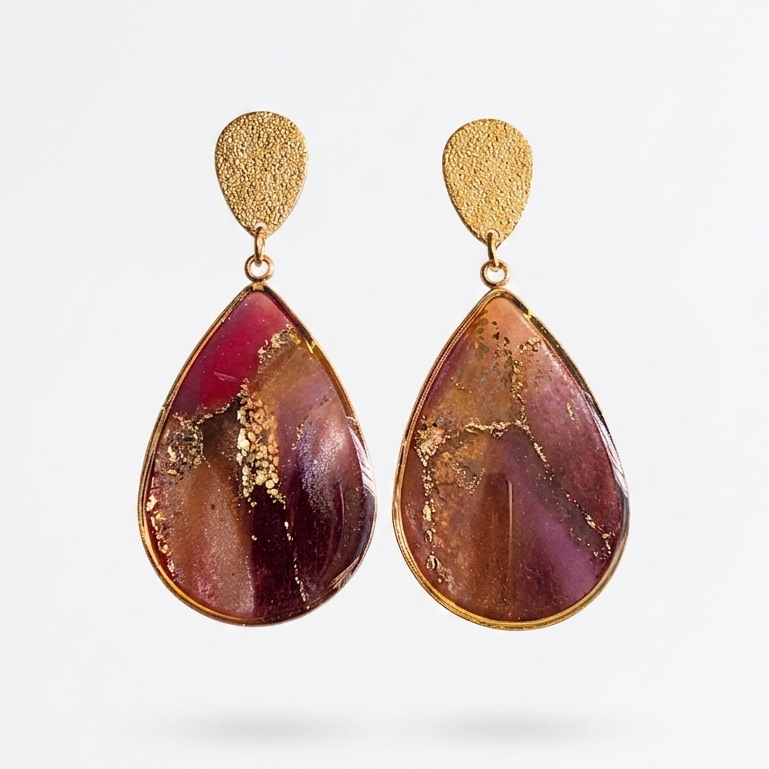 Statement oorbellen - Rosa