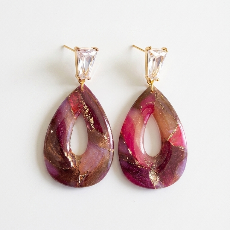 Statement oorbellen  - Rosa
