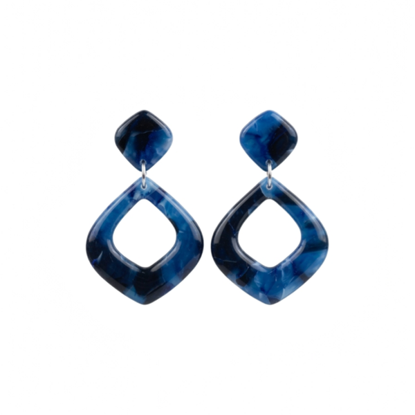 Statement oorbellen blauw - Blue Marble