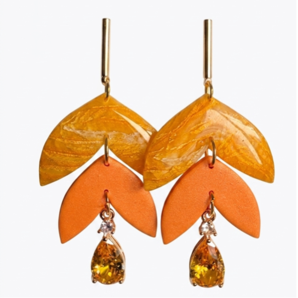 Statement oorbellen oranje - Amber