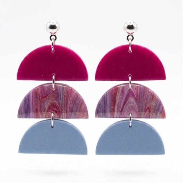 Statement oorbellen roze blauw pastel