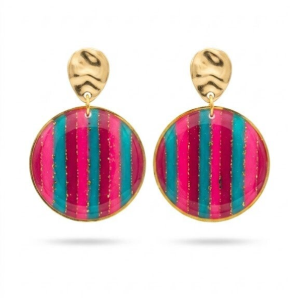 Statement oorbellen roos blauw - Stipes
