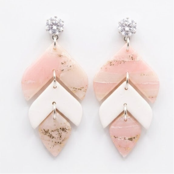 Roze marmer oorbellen geometrisch – Rose Elegance