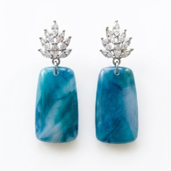 Statement oorbellen blauw - Azure