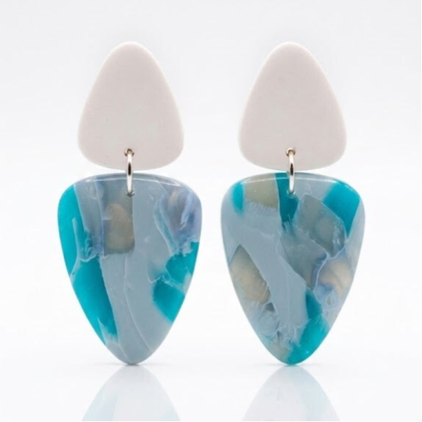 Statement oorbellen blauw wit - lynn