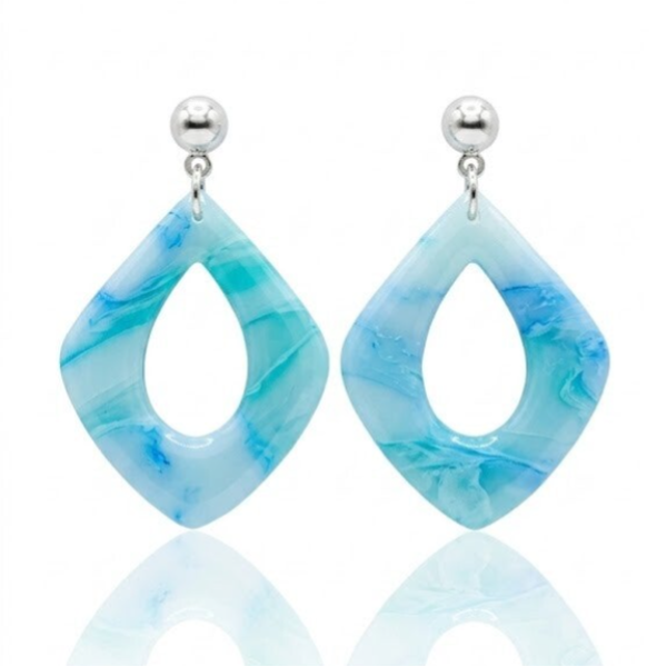 Statement oorbellen blauw - Ocean