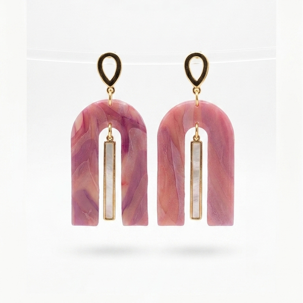 Statement oorbellen roos paars - Louisa