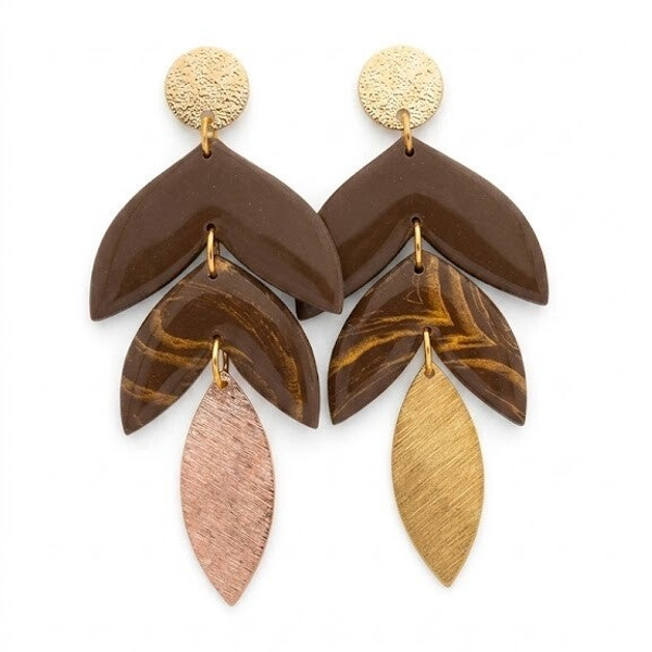 Handgemaakte oorbellen bruin - Leaf Luxe