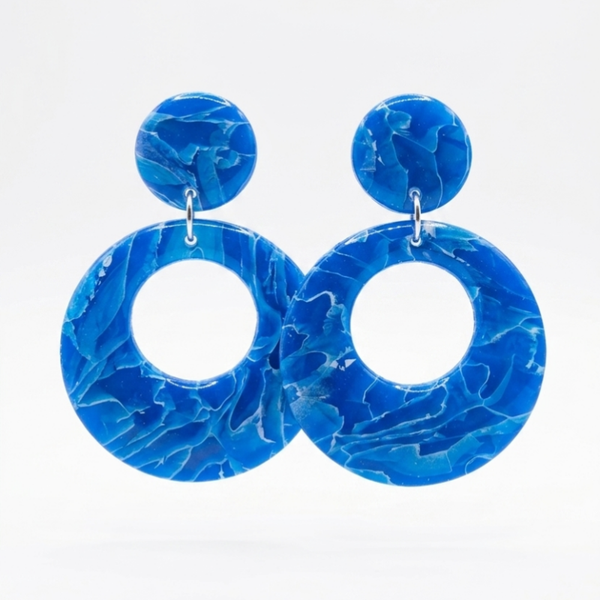 Statement oorbellen blauw - Azure Waves