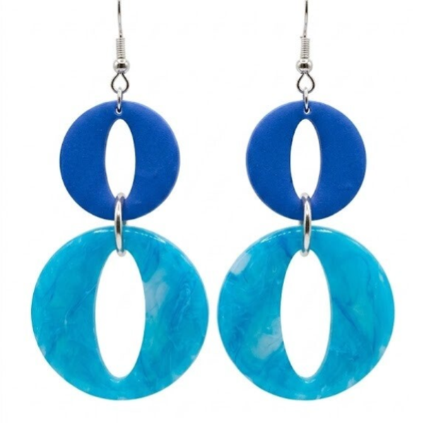 Statement oorbellen blauw - Ocean