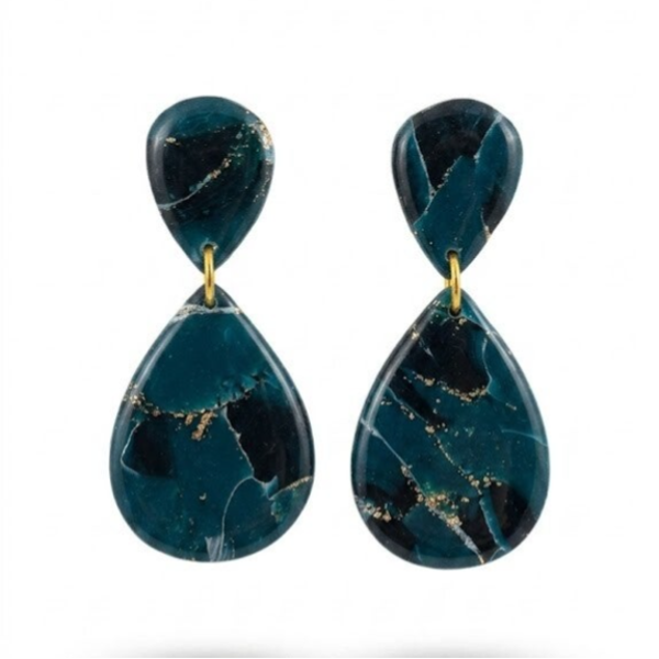 Statement oorbellen blauw - luna