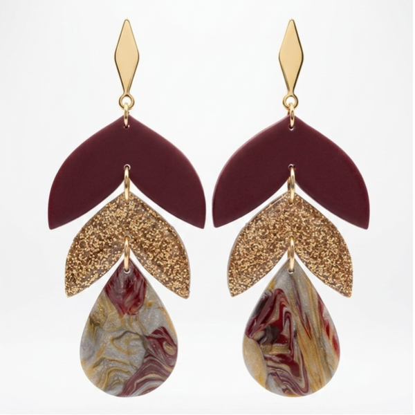 Statement oorbellen Bordeaux - Carmen