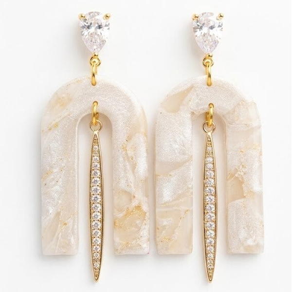 Statement oorbellen wit - pearl