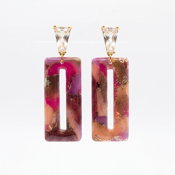Statement oorbellen - Rosa