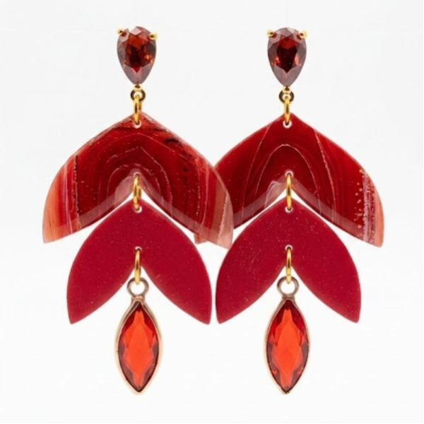 Handgemaakte Oorbellen rood -  Velvet