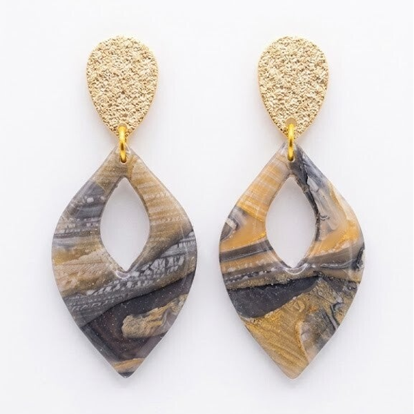 Statement oorbellen - Golden Marble