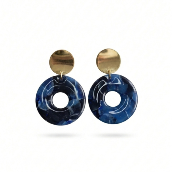 Statement oorbellen blauw - Blue Marble
