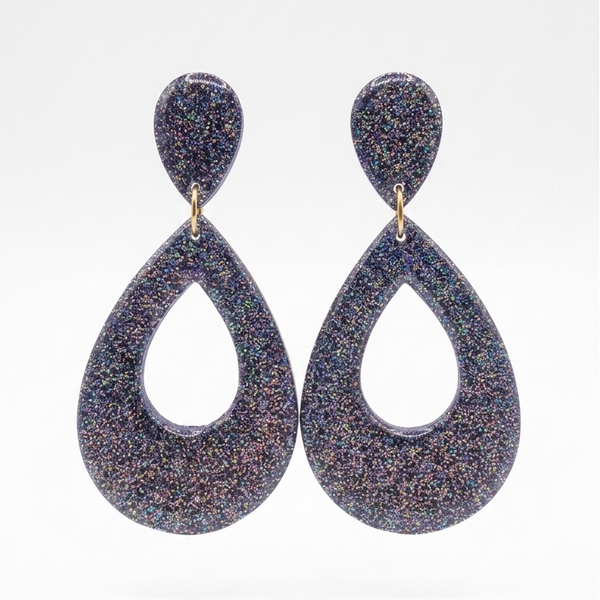 Statement oorbellen glitter - Midnight Sparkle