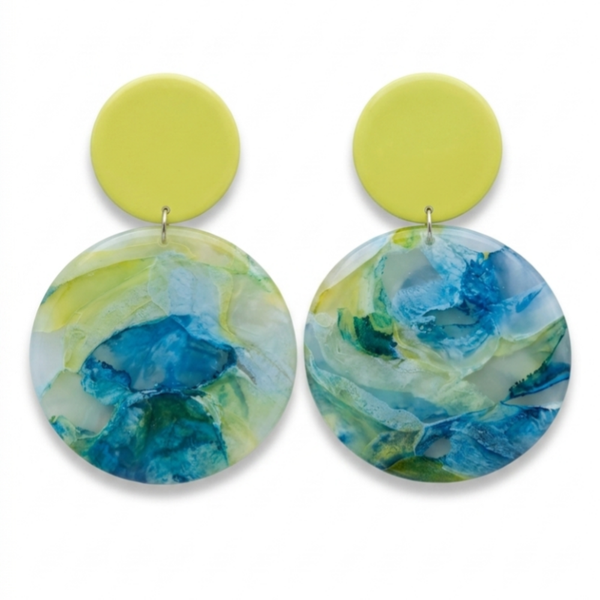Statement oorbellen blauw geel - Lucy