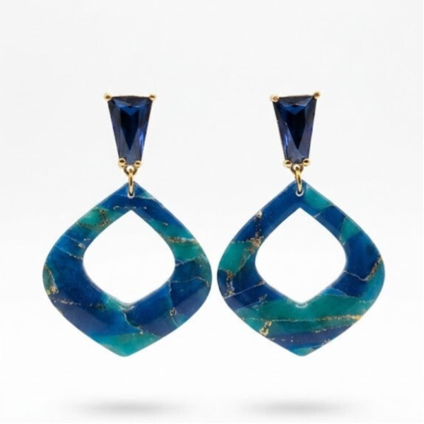 Statement oorbellen blauw - Boni