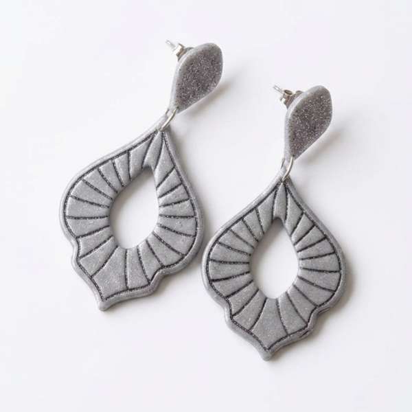 Statement oorbellen grijs - xxl silver eclips