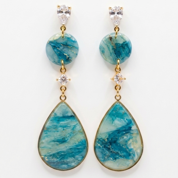 Statement oorbellen groen - Ocean Crystal