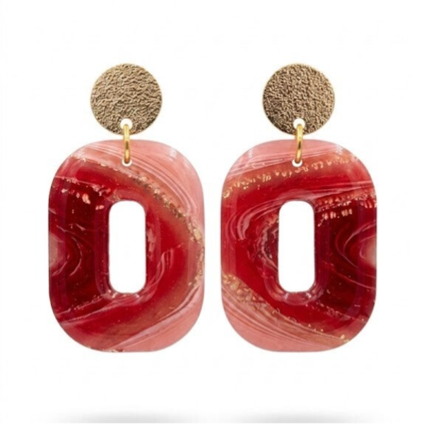 Statement oorbellen  rood goud - Mina