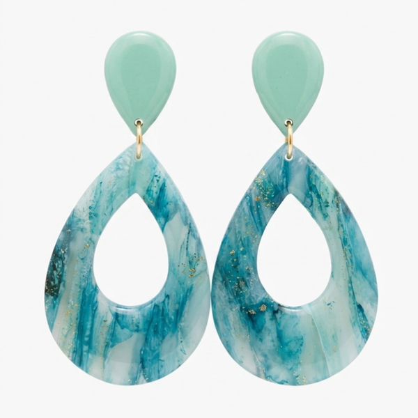 Statement oorbellen groen blauw - Seafoam Bliss
