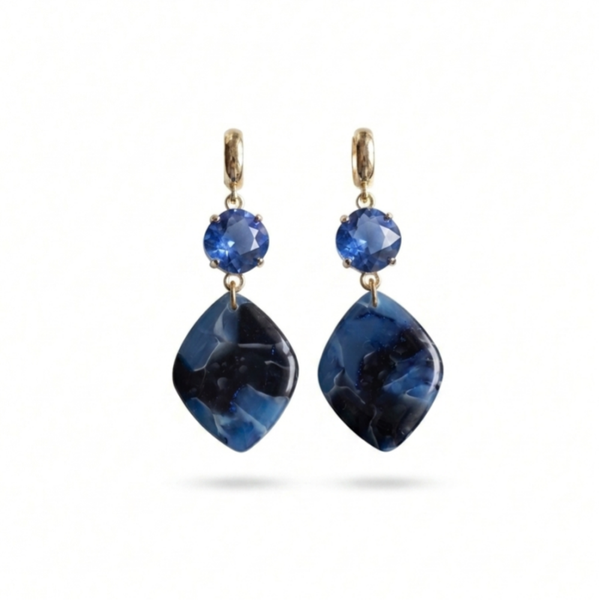 Statement oorbellen blauw - Blue Marble
