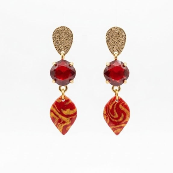 Handgemaakte oorbellen rood - Scarlet Shine