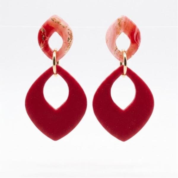 Handgmaakte Oorbellen rood - Velvet