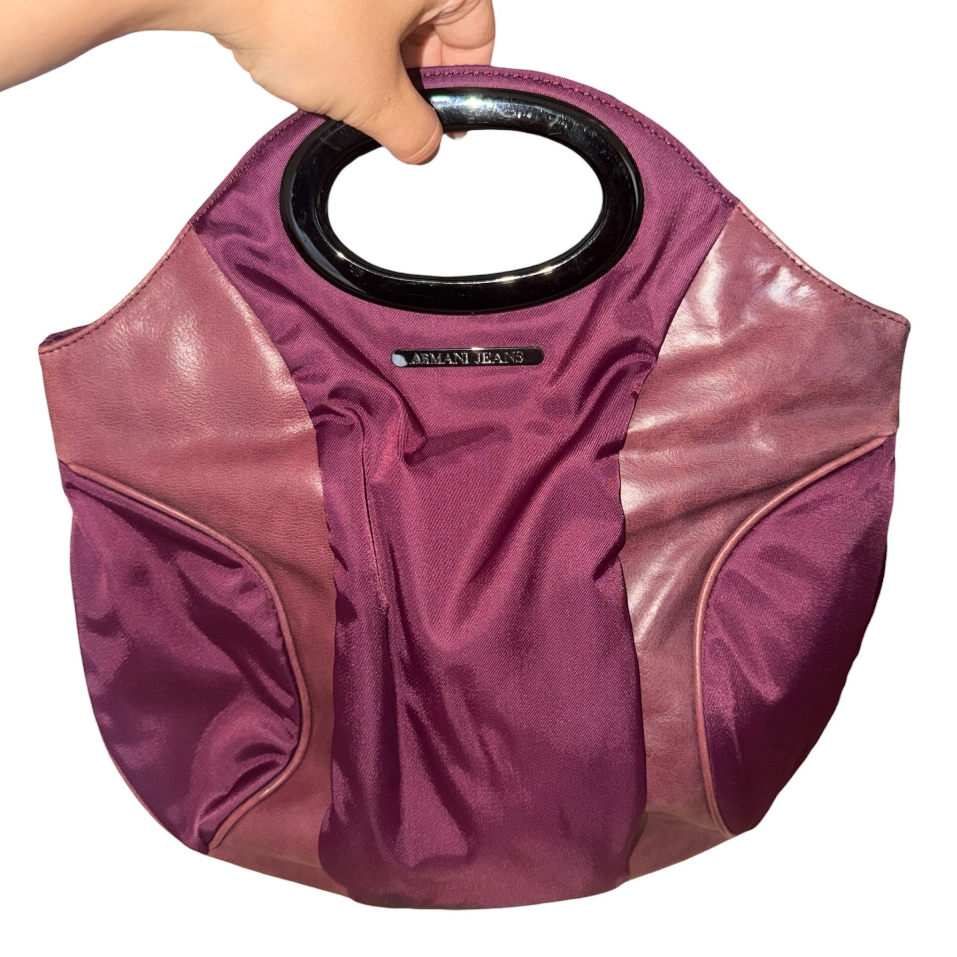 Armani Jeans 00's Purple Leather + Nylon Hobo Bag