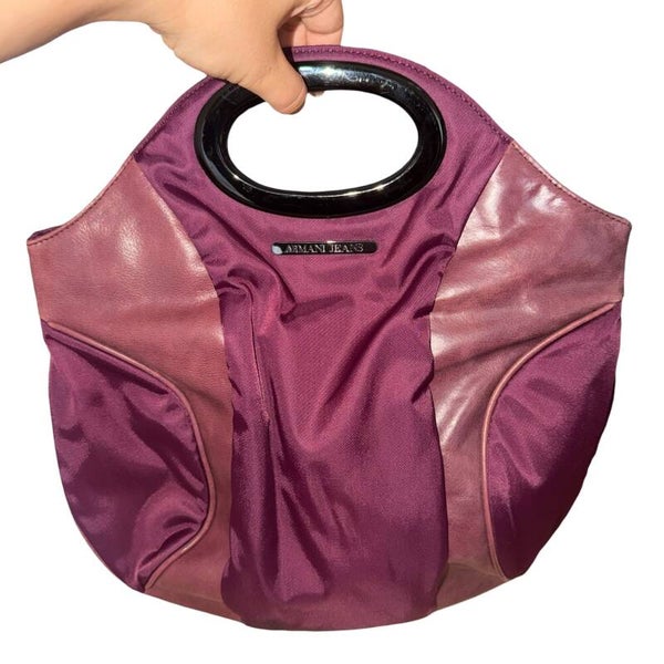 Armani Jeans 00's Purple Leather + Nylon Hobo Bag