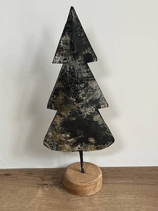 Metalen kerstboom op voet in twee maten